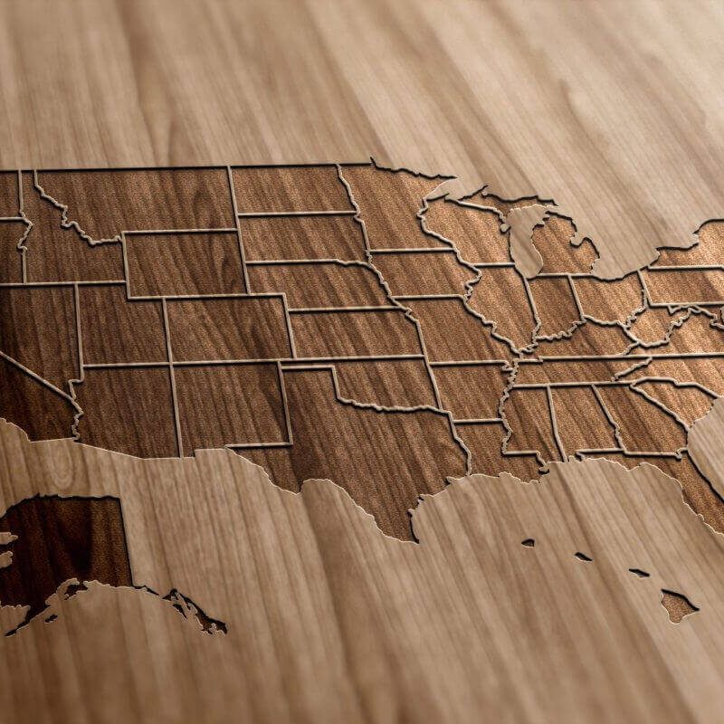 usa map on wood